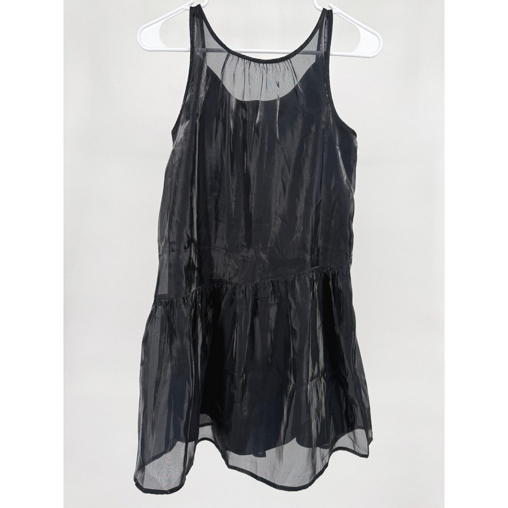 Abercrombie Kids Girls Black Sheer Overlay Smocked Babydoll Top Size 15/16 NEW